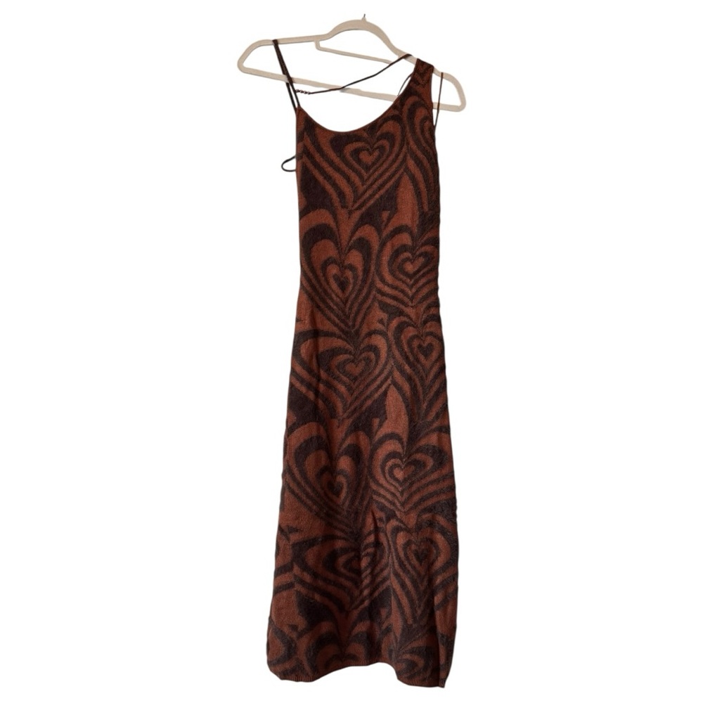 House of Sunny Shape Of My Heart Hockney Midi Dress in Chocolate, X-Small, NWT - Picture 8 of 11